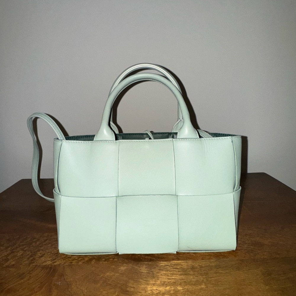 Bottega Veneta Nappa Mint Green Woven Tote Bag (small)